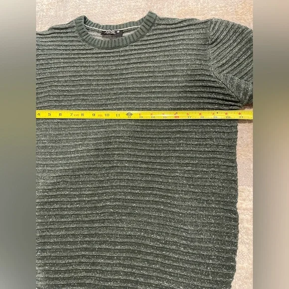 Índigo Men's Crew Neck Cabincore Academia Sweater Cotton Size Large Green Knit - Picture 7 of 8